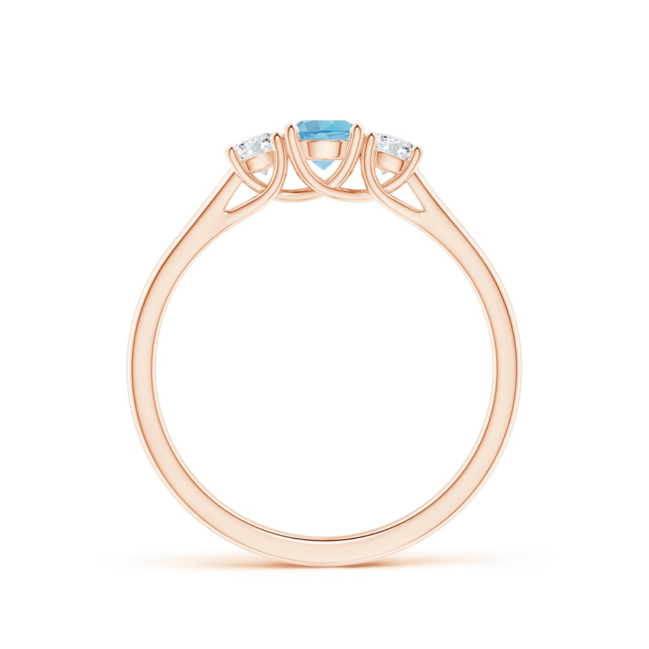 4mm A Classic Round Swiss Blue Topaz and Diamond Three Stone Ring in Rose Gold side-1