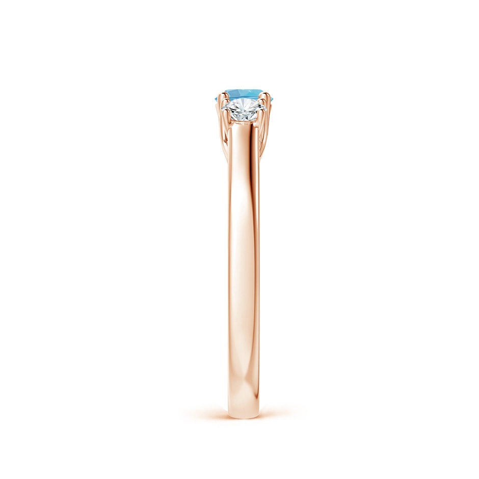 4mm A Classic Round Swiss Blue Topaz and Diamond Three Stone Ring in Rose Gold side-2