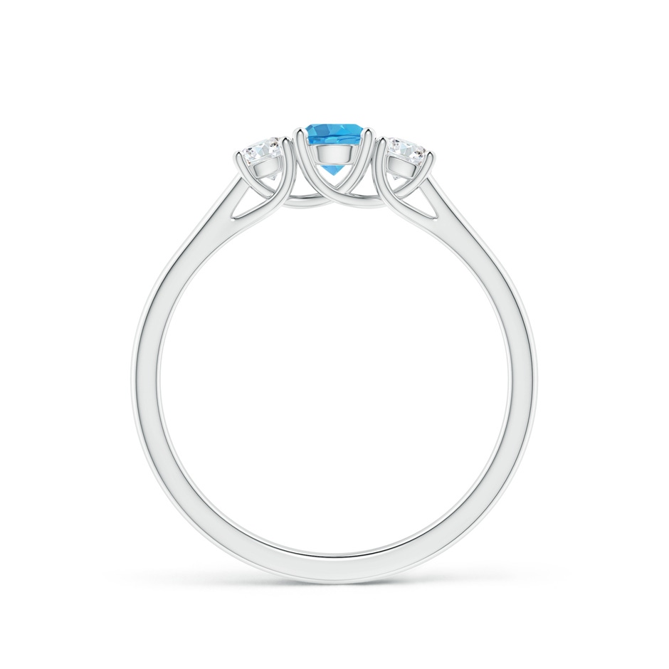 4mm AA Classic Round Swiss Blue Topaz and Diamond Three Stone Ring in White Gold side-1