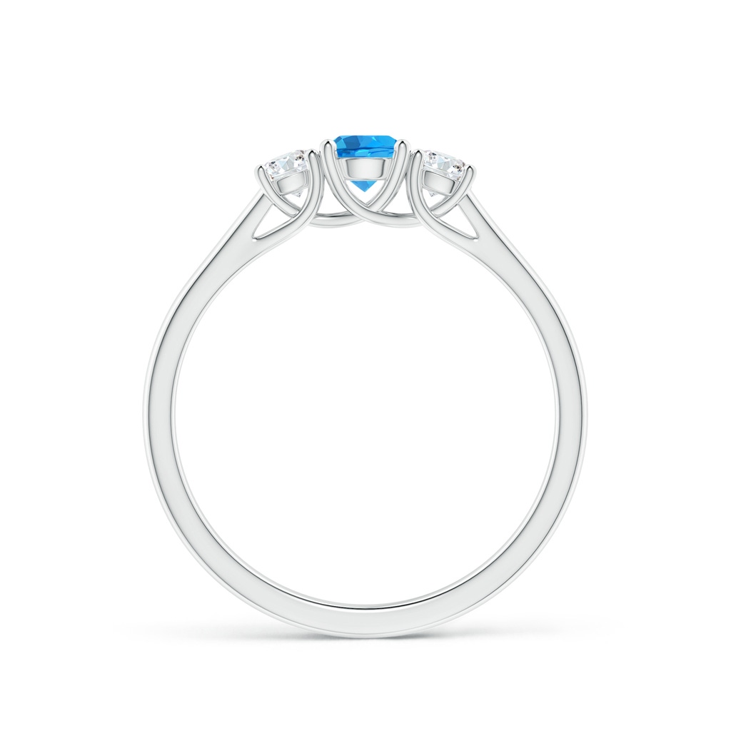 4mm AAAA Classic Round Swiss Blue Topaz and Diamond Three Stone Ring in P950 Platinum - side_1