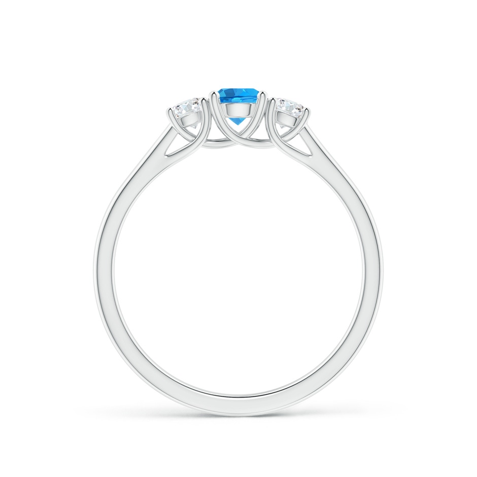 4mm AAAA Classic Round Swiss Blue Topaz and Diamond Three Stone Ring in P950 Platinum side-1