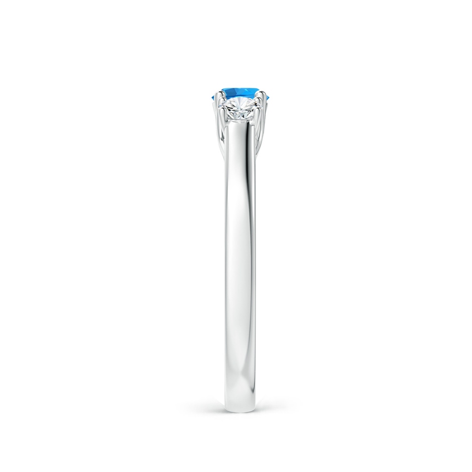 4mm AAAA Classic Round Swiss Blue Topaz and Diamond Three Stone Ring in P950 Platinum side-2