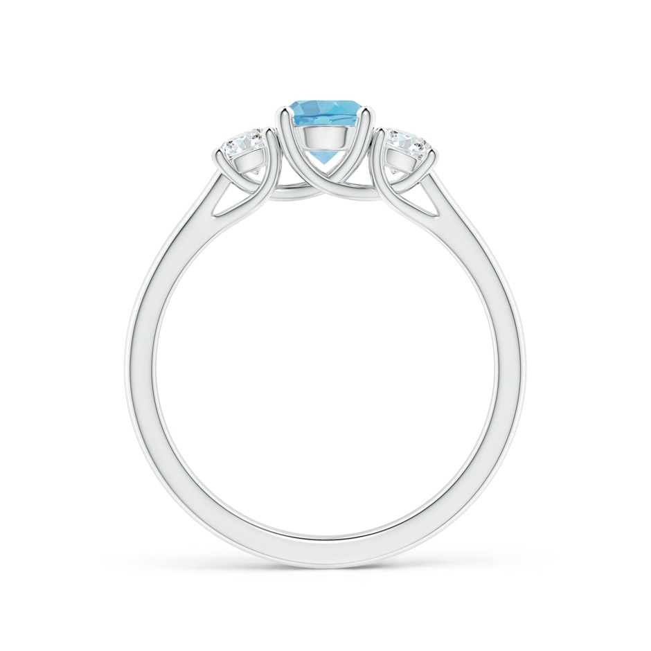 5mm A Classic Round Swiss Blue Topaz and Diamond Three Stone Ring in P950 Platinum side-1