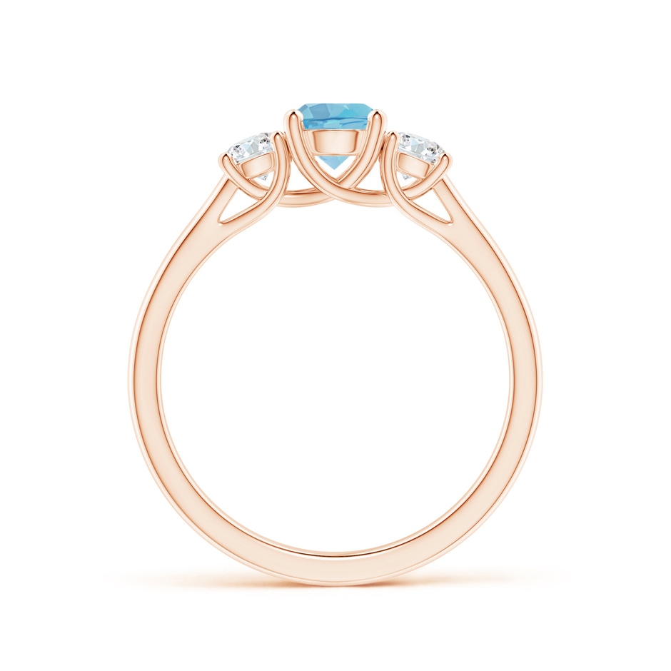5mm A Classic Round Swiss Blue Topaz and Diamond Three Stone Ring in Rose Gold side-1