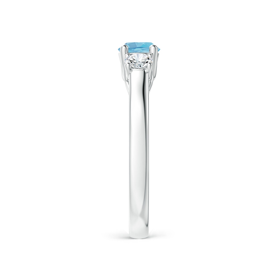 5mm A Classic Round Swiss Blue Topaz and Diamond Three Stone Ring in White Gold side-2