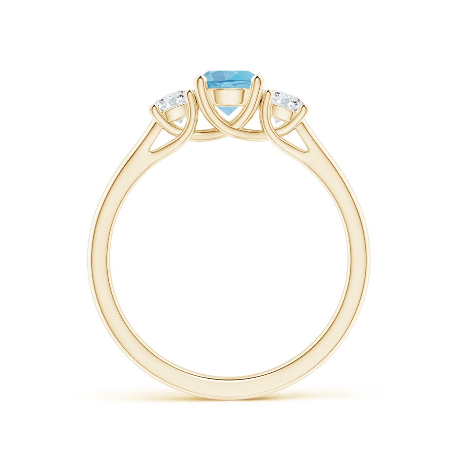 5mm A Classic Round Swiss Blue Topaz and Diamond Three Stone Ring in Yellow Gold side-1