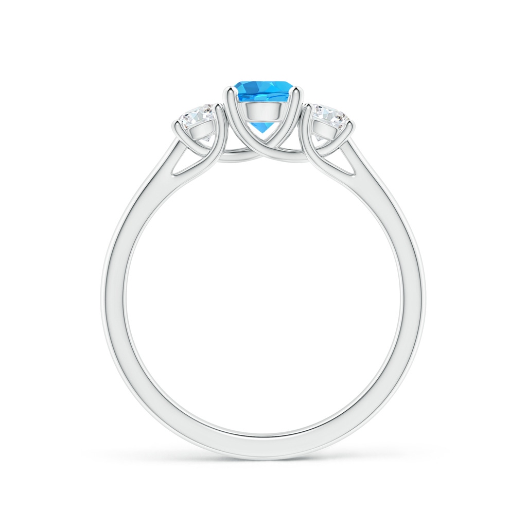 5mm AAA Classic Round Swiss Blue Topaz and Diamond Three Stone Ring in White Gold Side-1