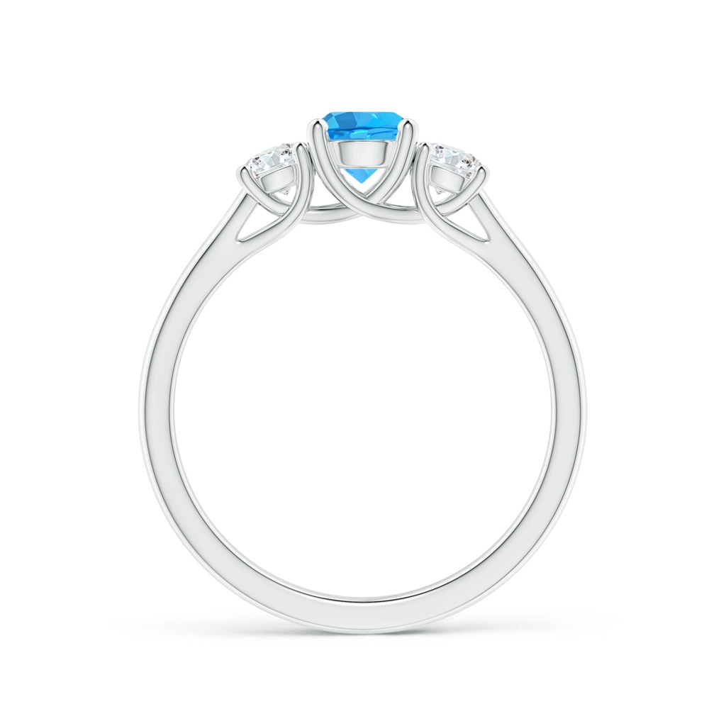 5mm AAA Classic Round Swiss Blue Topaz and Diamond Three Stone Ring in White Gold - side_1