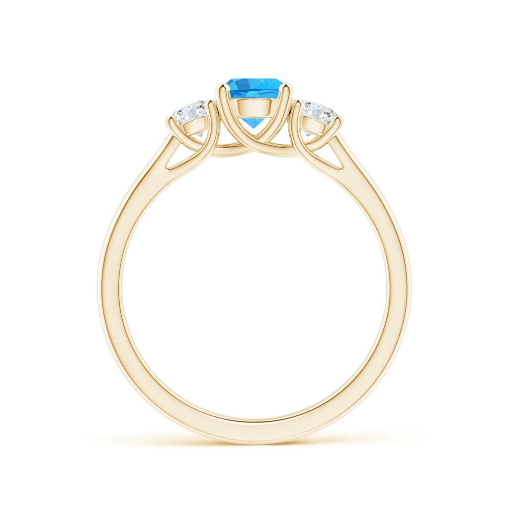 5mm AAA Classic Round Swiss Blue Topaz and Diamond Three Stone Ring in Yellow Gold - side_1