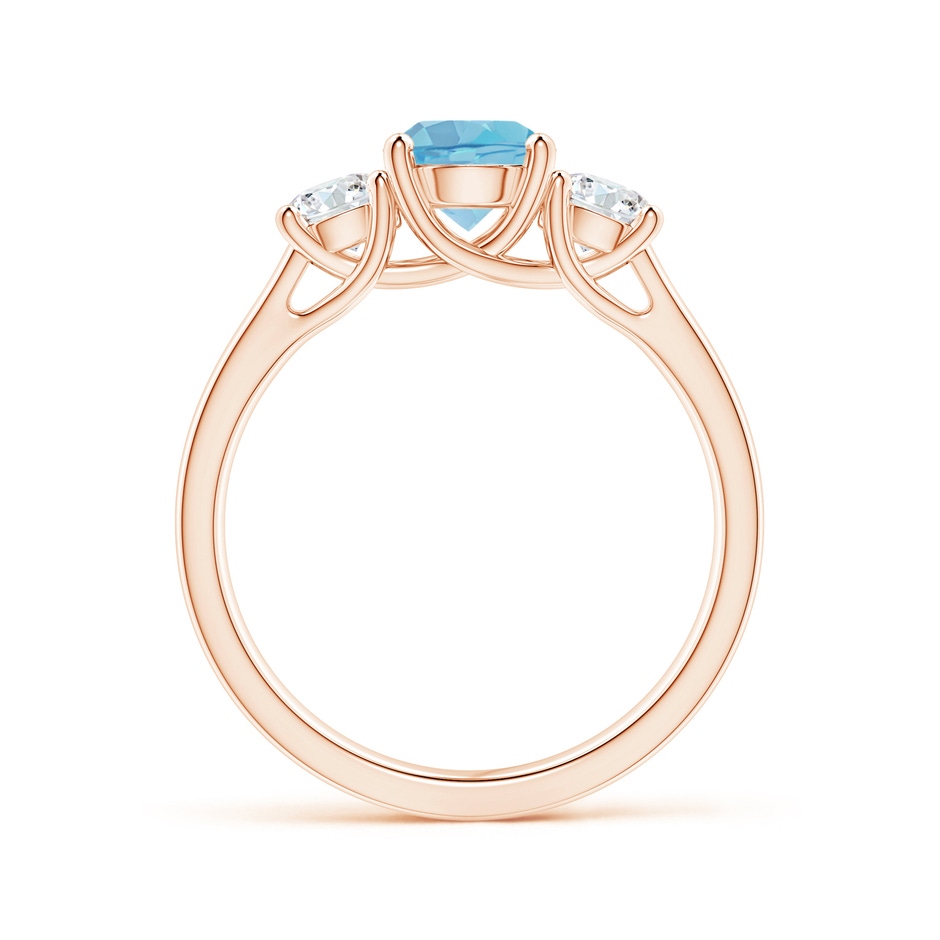 6mm A Classic Round Swiss Blue Topaz and Diamond Three Stone Ring in Rose Gold side-1