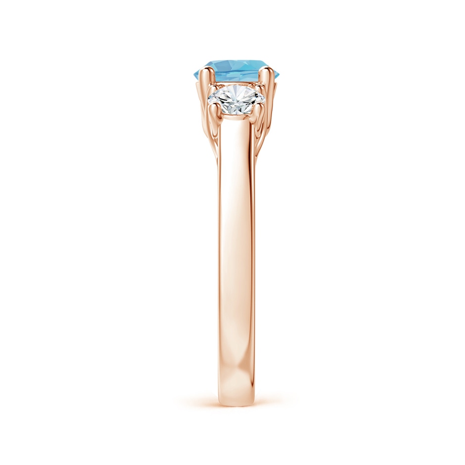 6mm A Classic Round Swiss Blue Topaz and Diamond Three Stone Ring in Rose Gold side-2