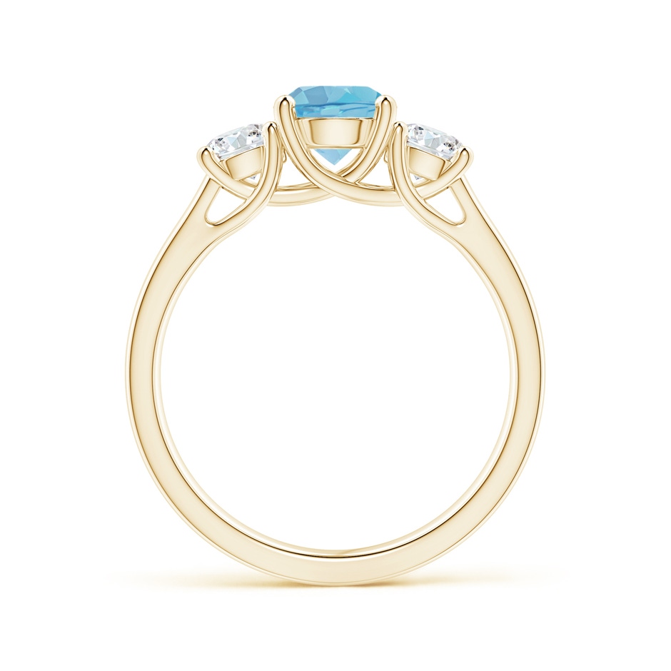 6mm A Classic Round Swiss Blue Topaz and Diamond Three Stone Ring in Yellow Gold side-1
