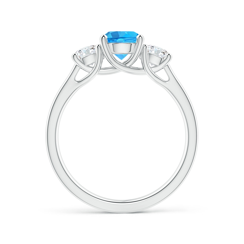 6mm AAA Classic Round Swiss Blue Topaz and Diamond Three Stone Ring in White Gold Side-1