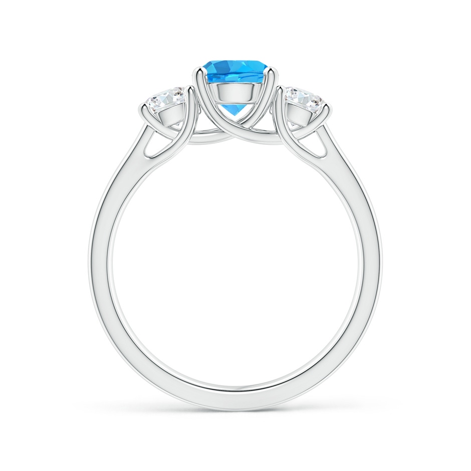 6mm AAA Classic Round Swiss Blue Topaz and Diamond Three Stone Ring in White Gold side-1