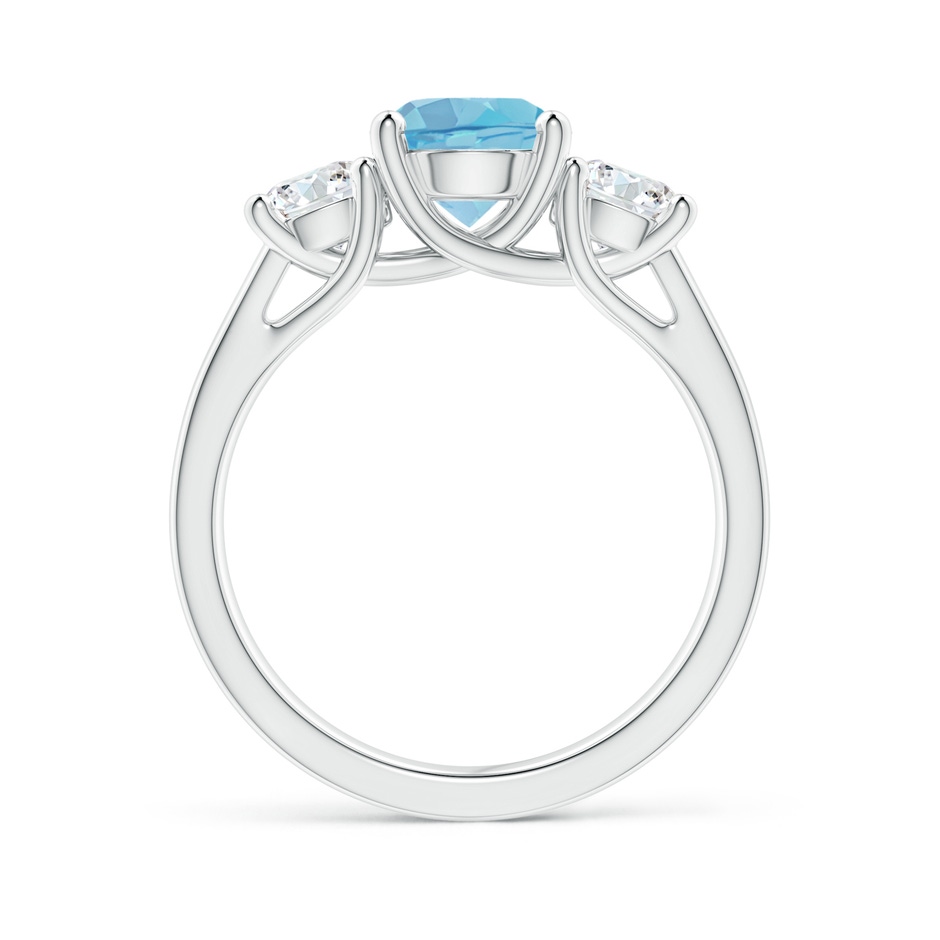 7mm A Classic Round Swiss Blue Topaz and Diamond Three Stone Ring in P950 Platinum side-1