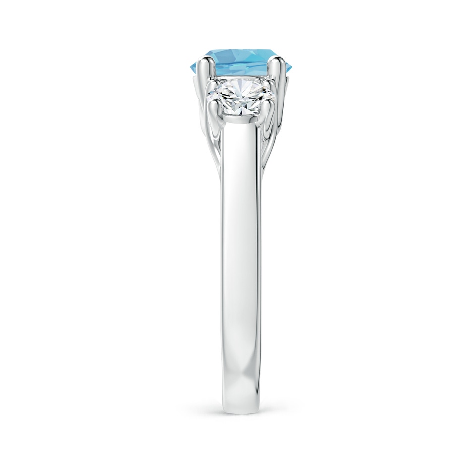 7mm A Classic Round Swiss Blue Topaz and Diamond Three Stone Ring in P950 Platinum side-2
