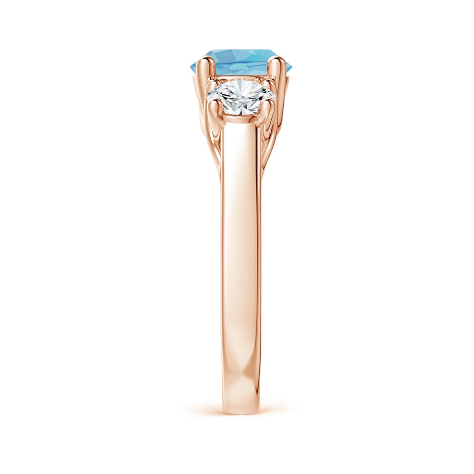 7mm A Classic Round Swiss Blue Topaz and Diamond Three Stone Ring in Rose Gold side-2