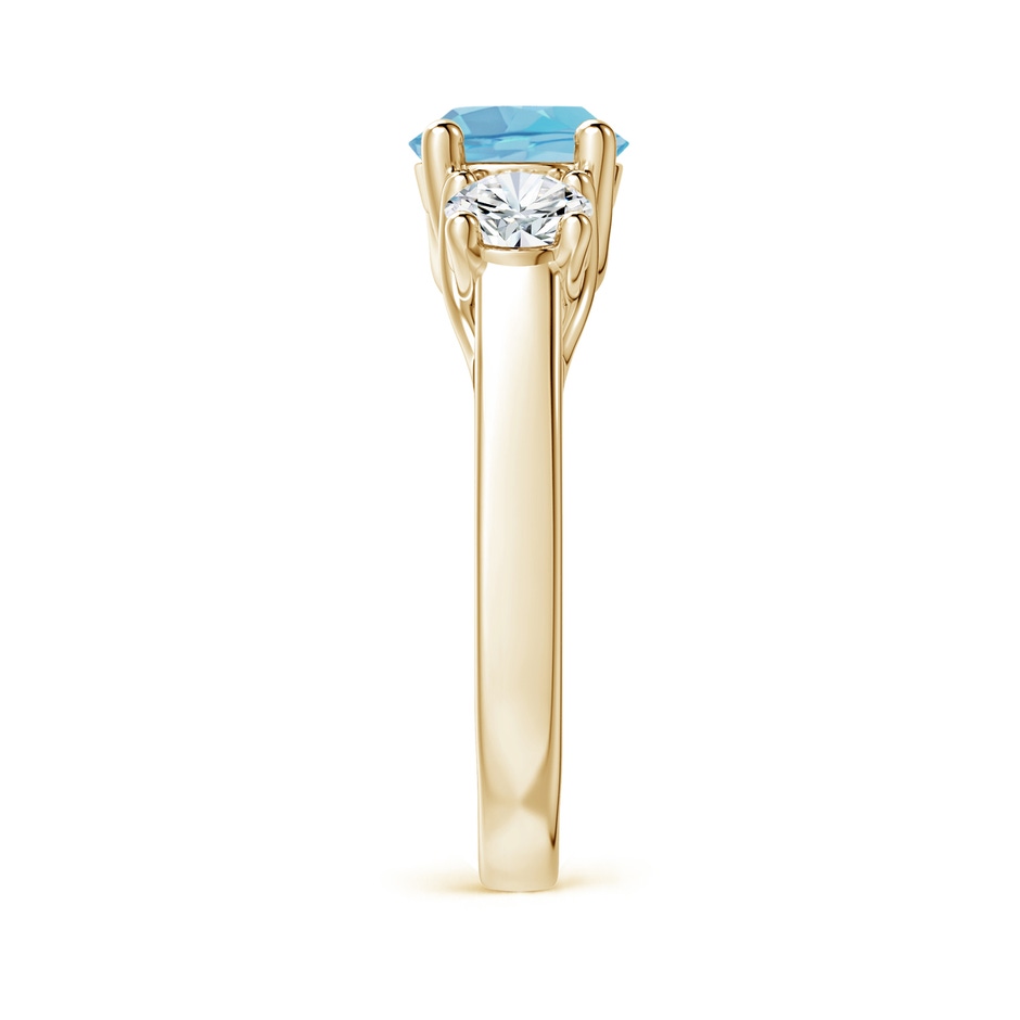 7mm A Classic Round Swiss Blue Topaz and Diamond Three Stone Ring in Yellow Gold side-2
