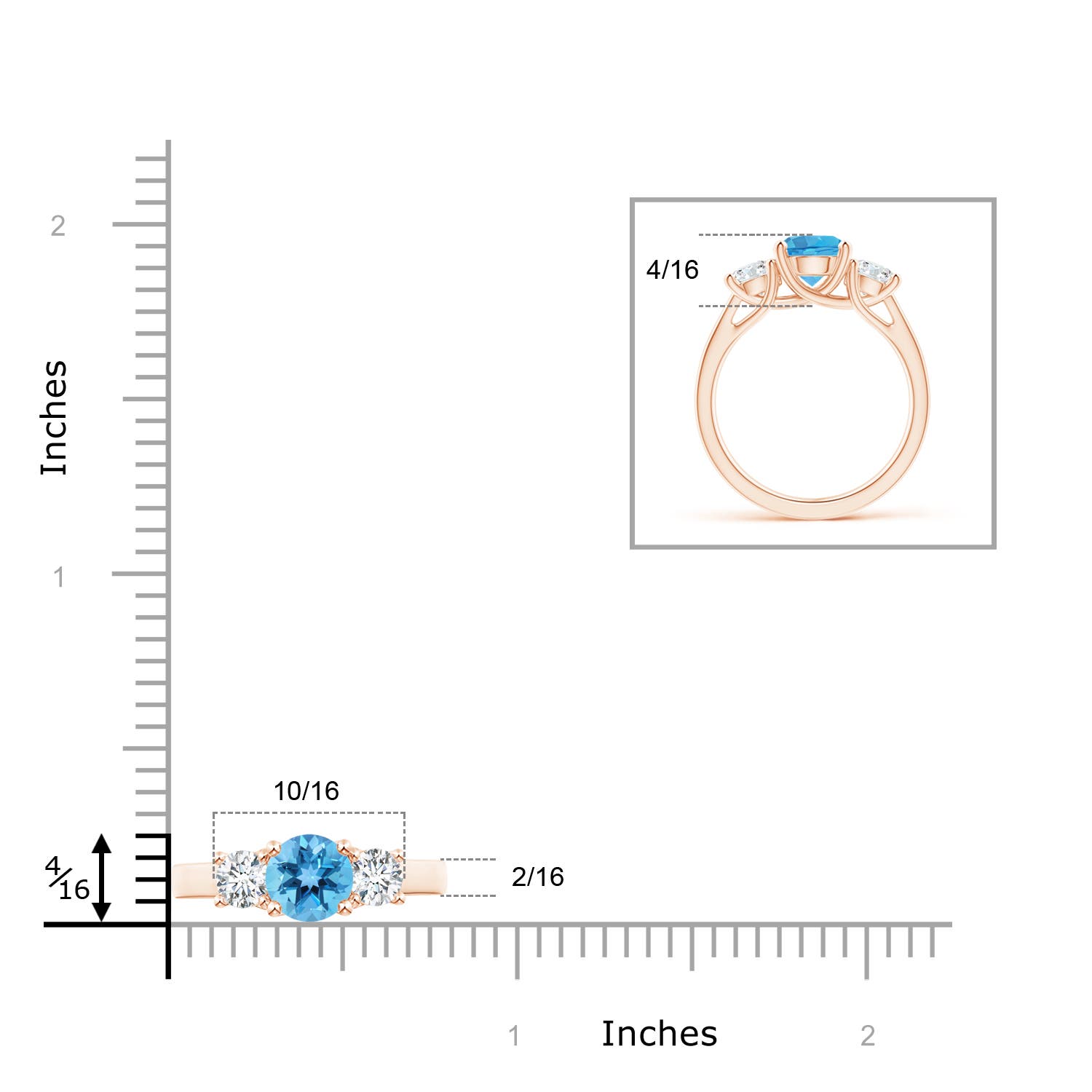 AA - Swiss Blue Topaz / 2.25 CT / 14 KT Rose Gold