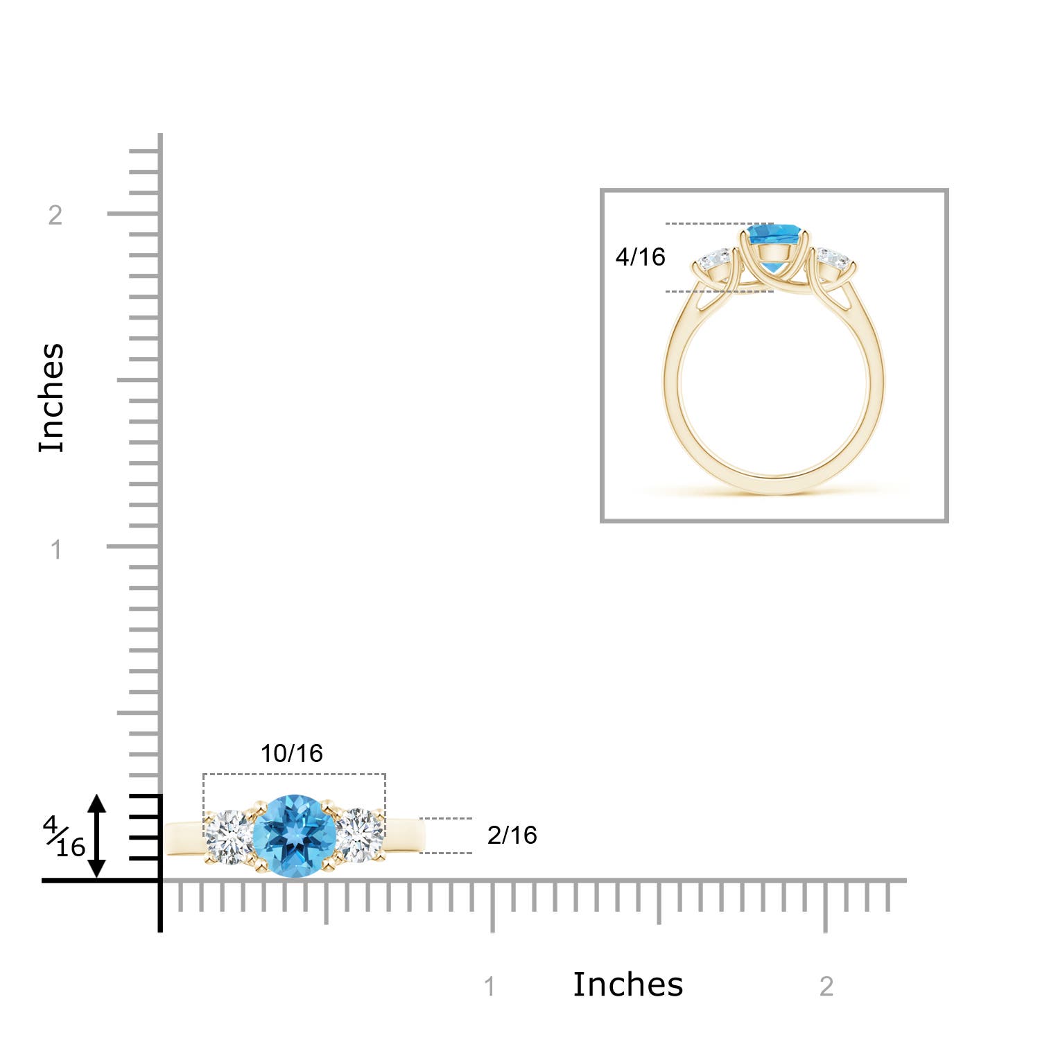 AA - Swiss Blue Topaz / 2.25 CT / 14 KT Yellow Gold