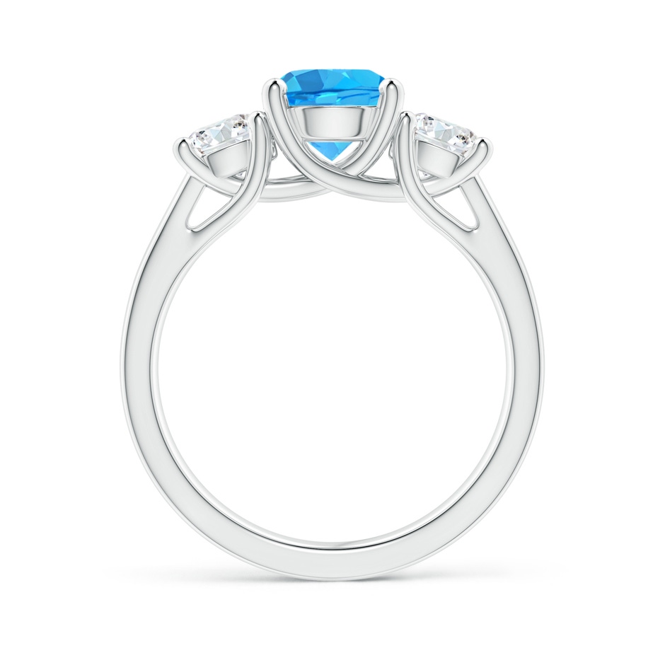 7mm AAA Classic Round Swiss Blue Topaz and Diamond Three Stone Ring in P950 Platinum side-1