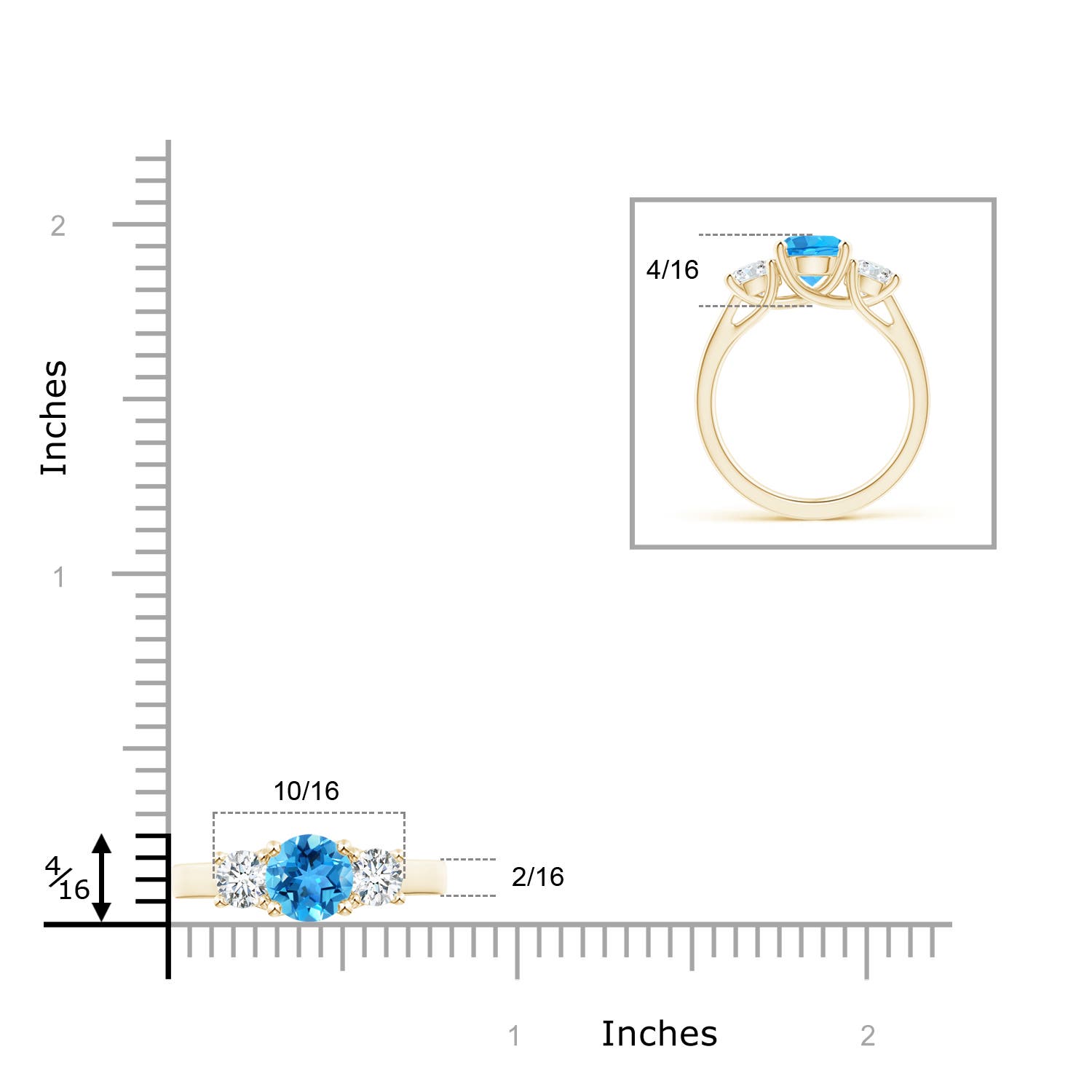 AAA - Swiss Blue Topaz / 2.25 CT / 14 KT Yellow Gold