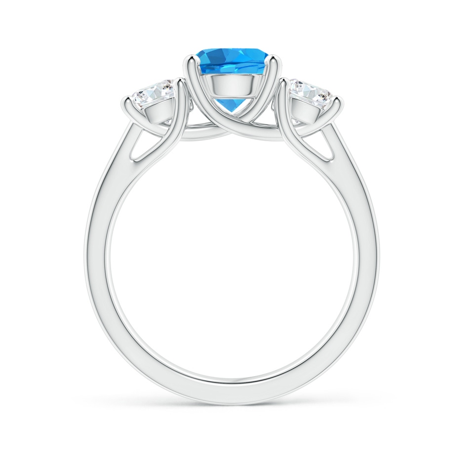 7mm AAAA Classic Round Swiss Blue Topaz and Diamond Three Stone Ring in White Gold side-1