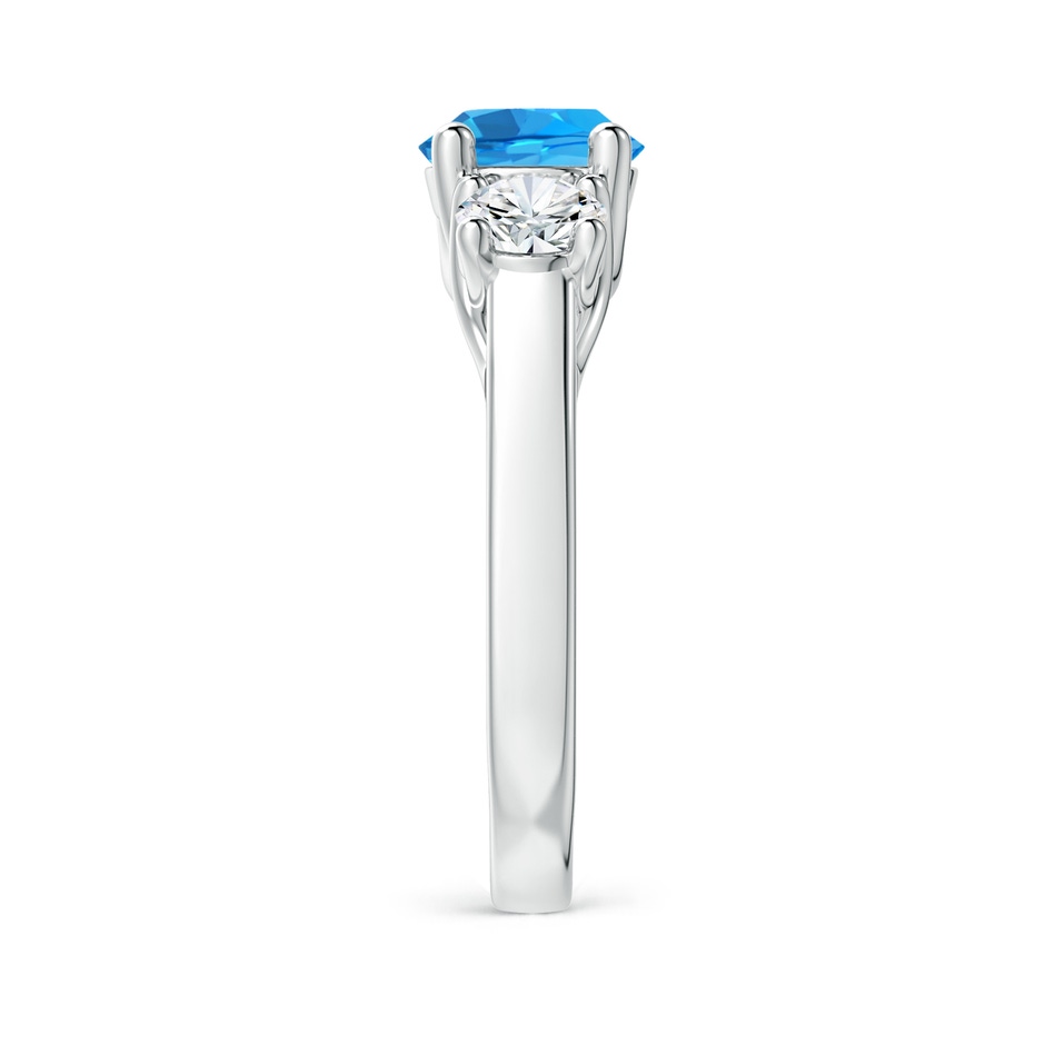 7mm AAAA Classic Round Swiss Blue Topaz and Diamond Three Stone Ring in White Gold side-2