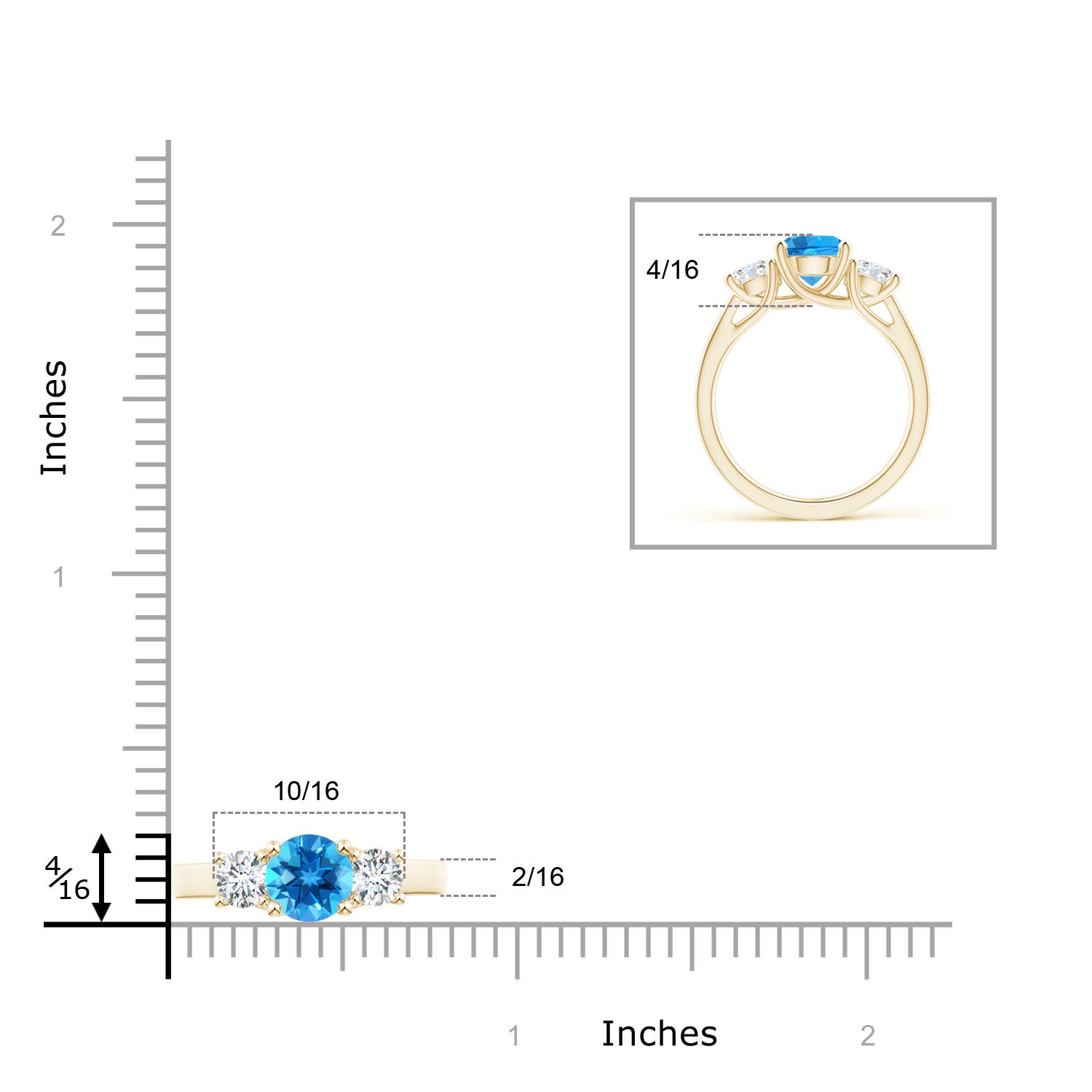 AAAA - Swiss Blue Topaz / 2.25 CT / 14 KT Yellow Gold