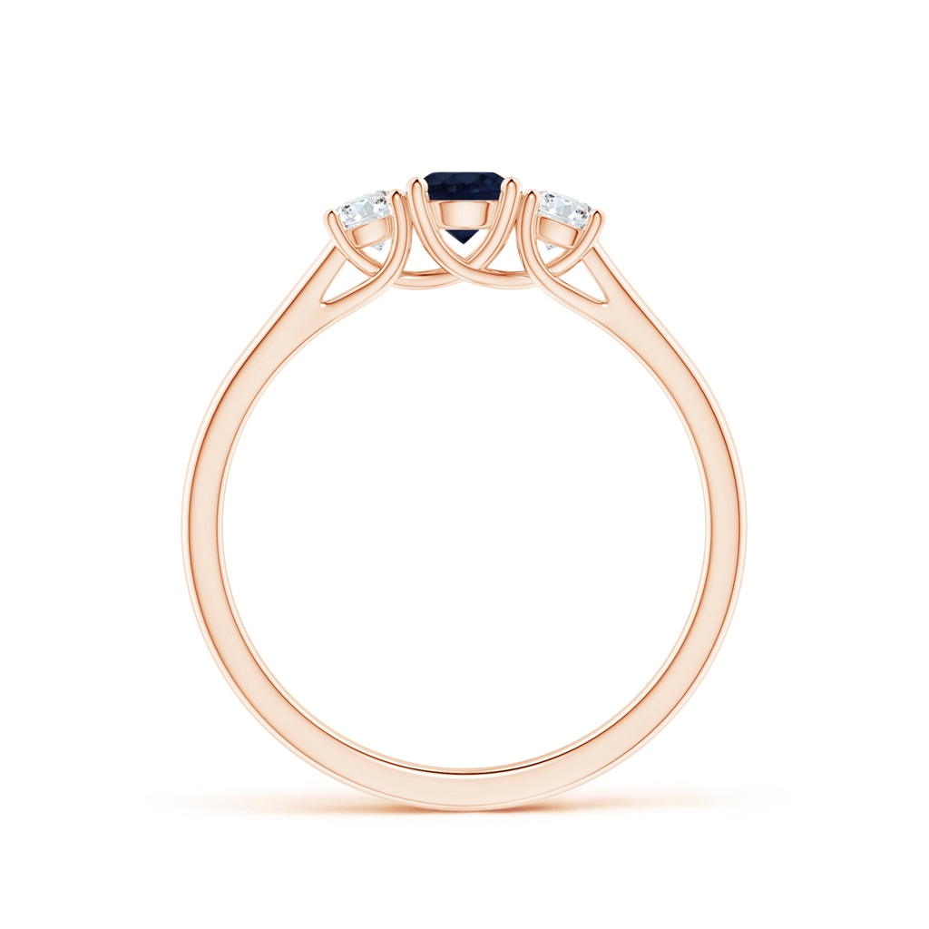 4mm A Classic Round Sapphire and Diamond Three Stone Ring in 9K Rose Gold Side 1