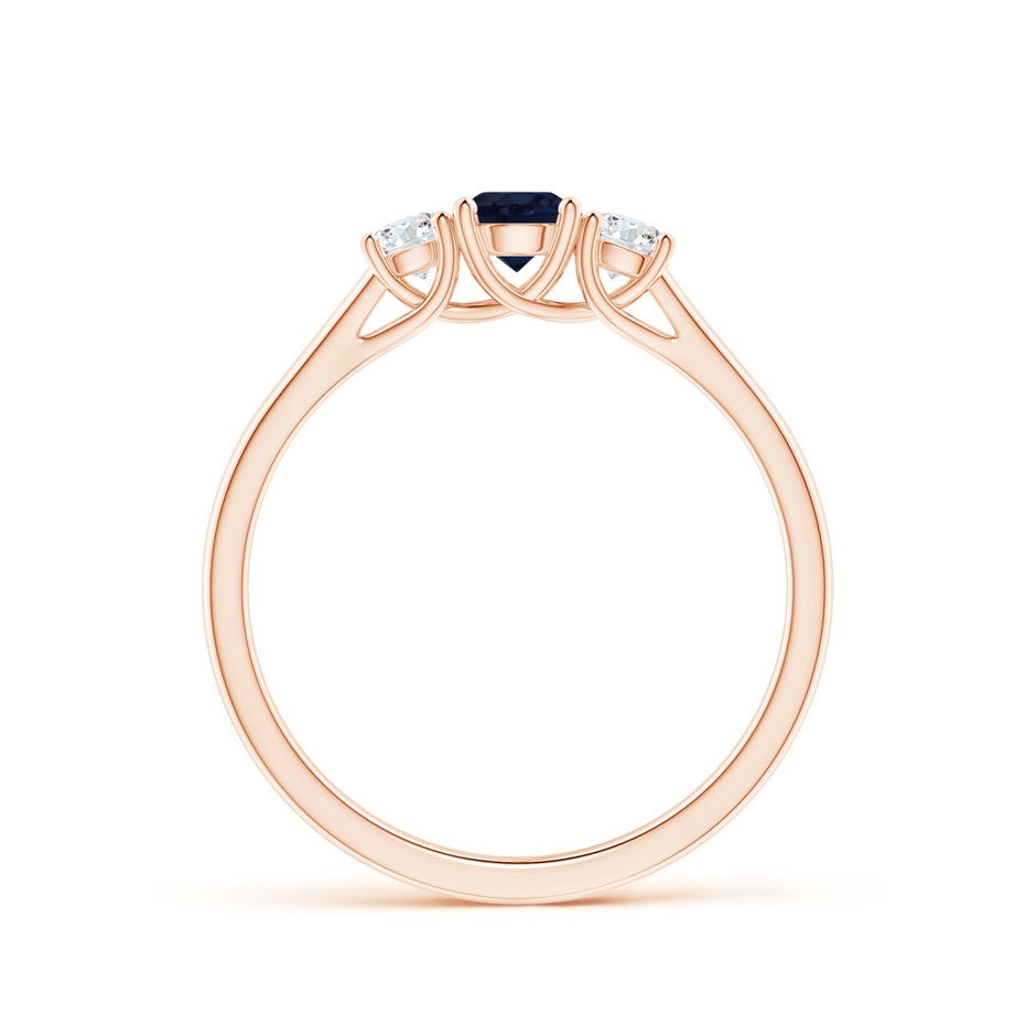 4mm A Classic Round Sapphire and Diamond Three Stone Ring in Rose Gold side-1