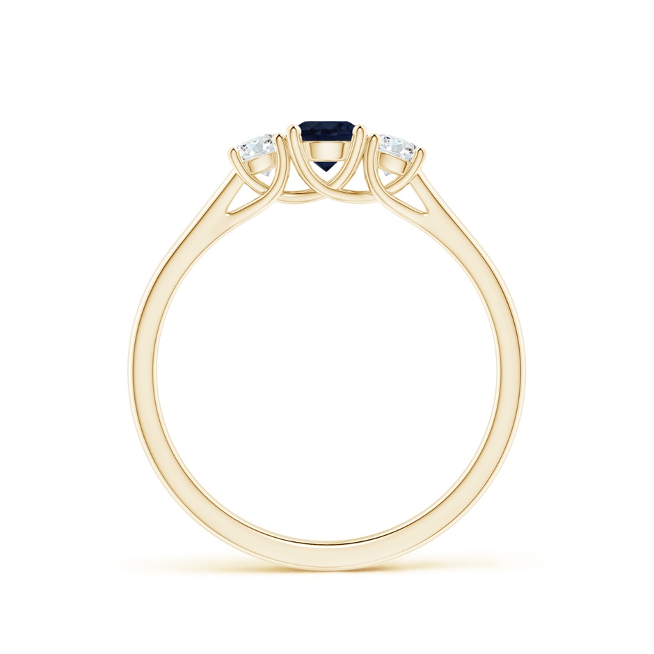 4mm A Classic Round Sapphire and Diamond Three Stone Ring in Yellow Gold side-1