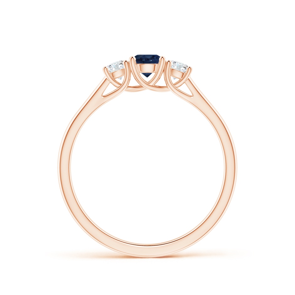 4mm AA Classic Round Sapphire and Diamond Three Stone Ring in Rose Gold side-1