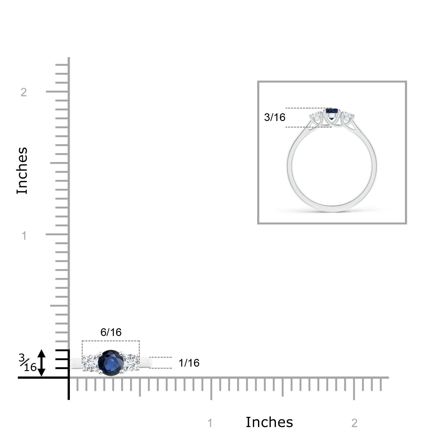 AA - Blue Sapphire / 0.54 CT / 14 KT White Gold