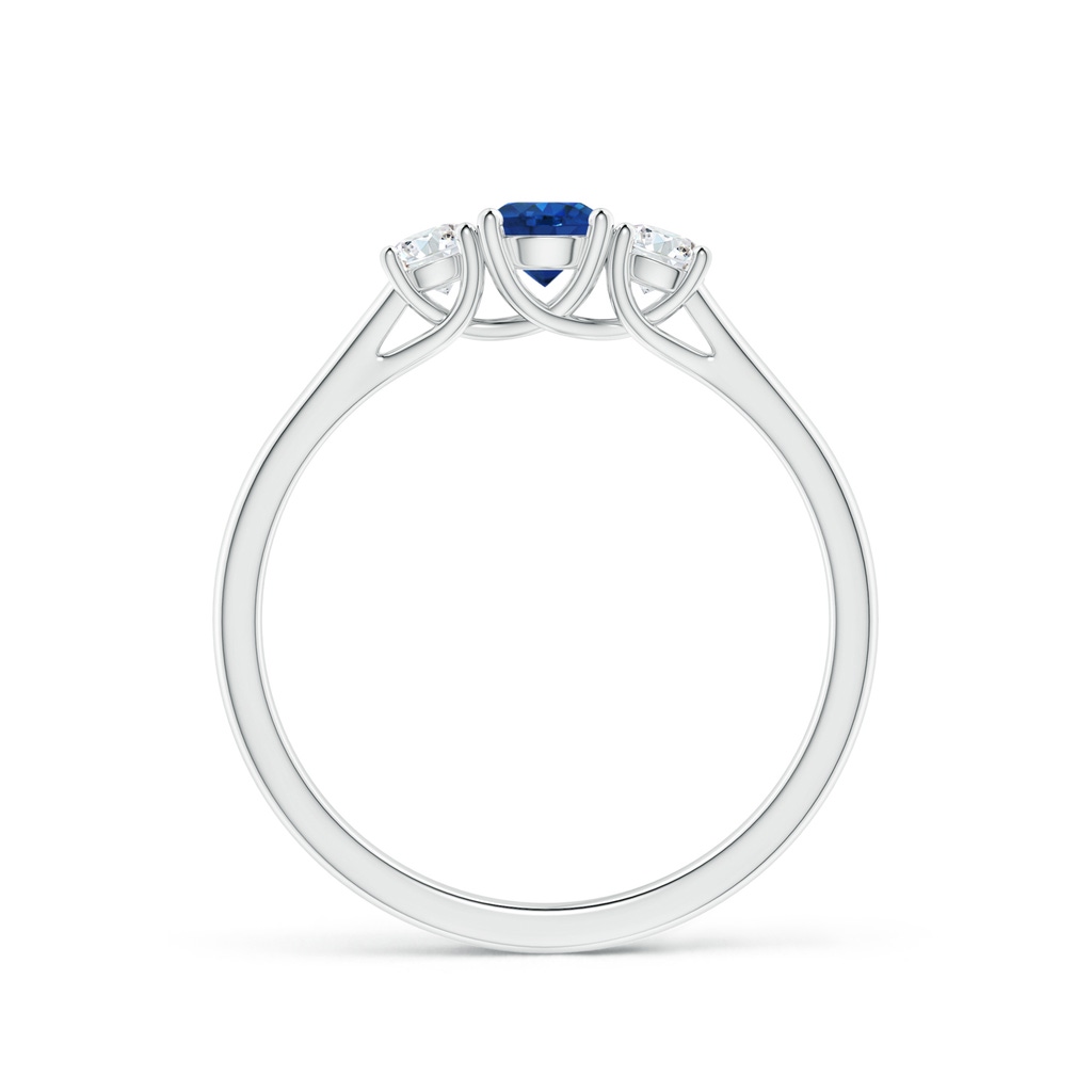 4mm AAA Classic Round Sapphire and Diamond Three Stone Ring in White Gold Side-1
