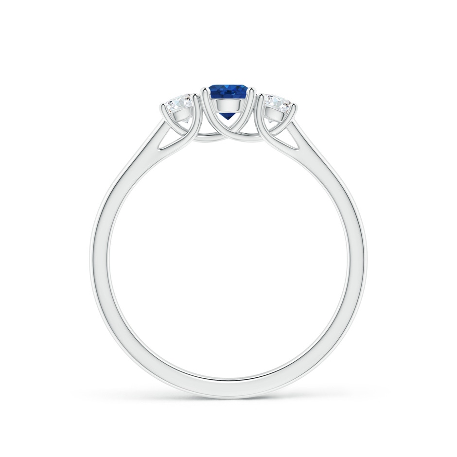 4mm AAA Classic Round Sapphire and Diamond Three Stone Ring in White Gold side-1