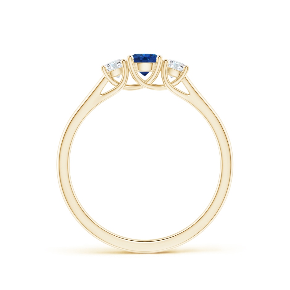 4mm AAA Classic Round Sapphire and Diamond Three Stone Ring in Yellow Gold side-1