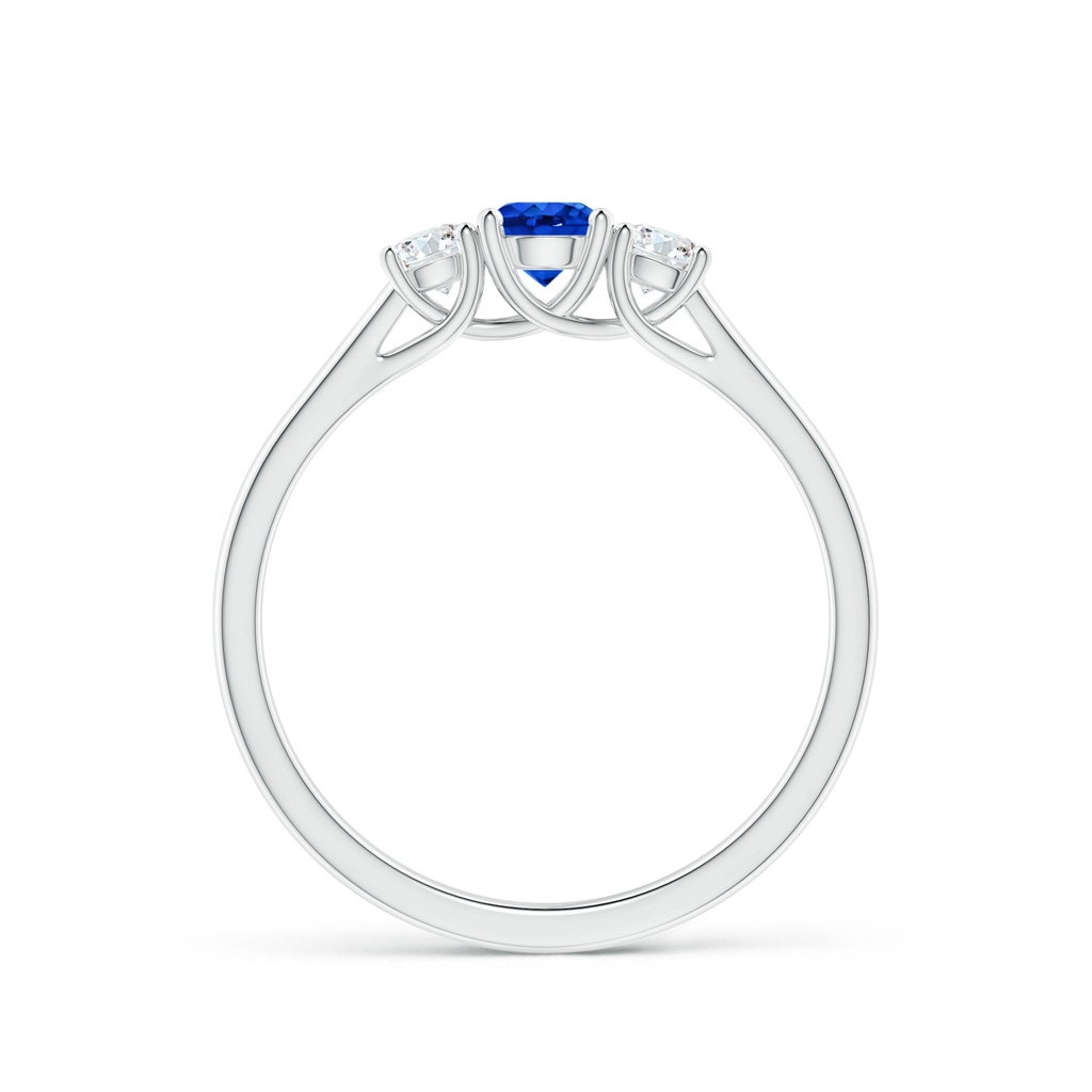 4mm AAAA Classic Round Sapphire and Diamond Three Stone Ring in P950 Platinum Side-1