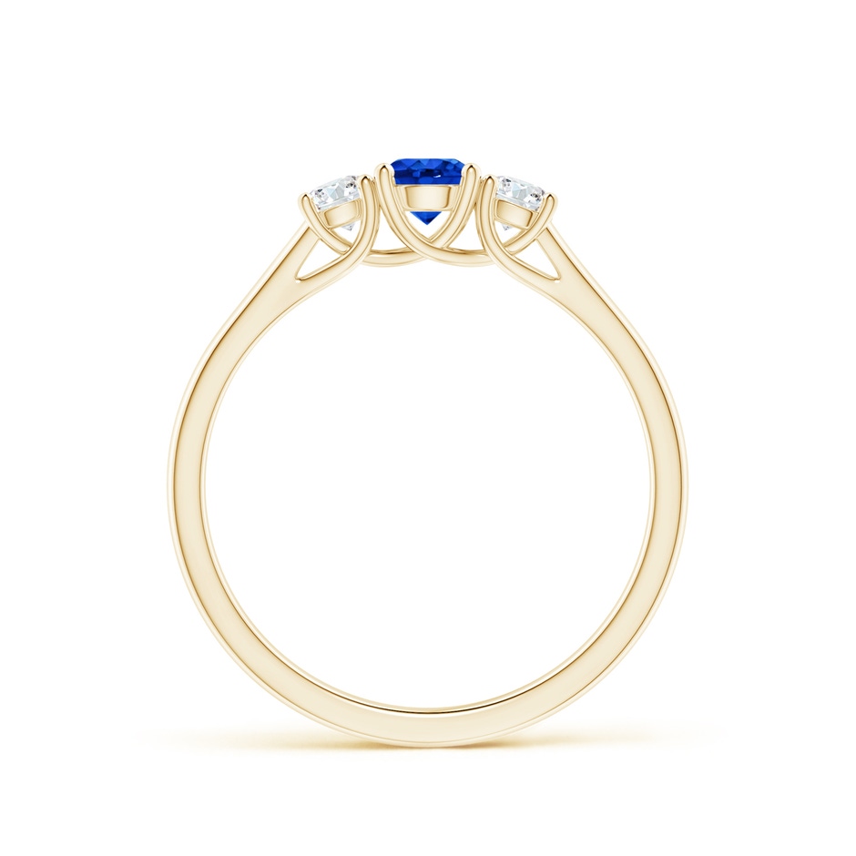 4mm AAAA Classic Round Sapphire and Diamond Three Stone Ring in Yellow Gold side-1