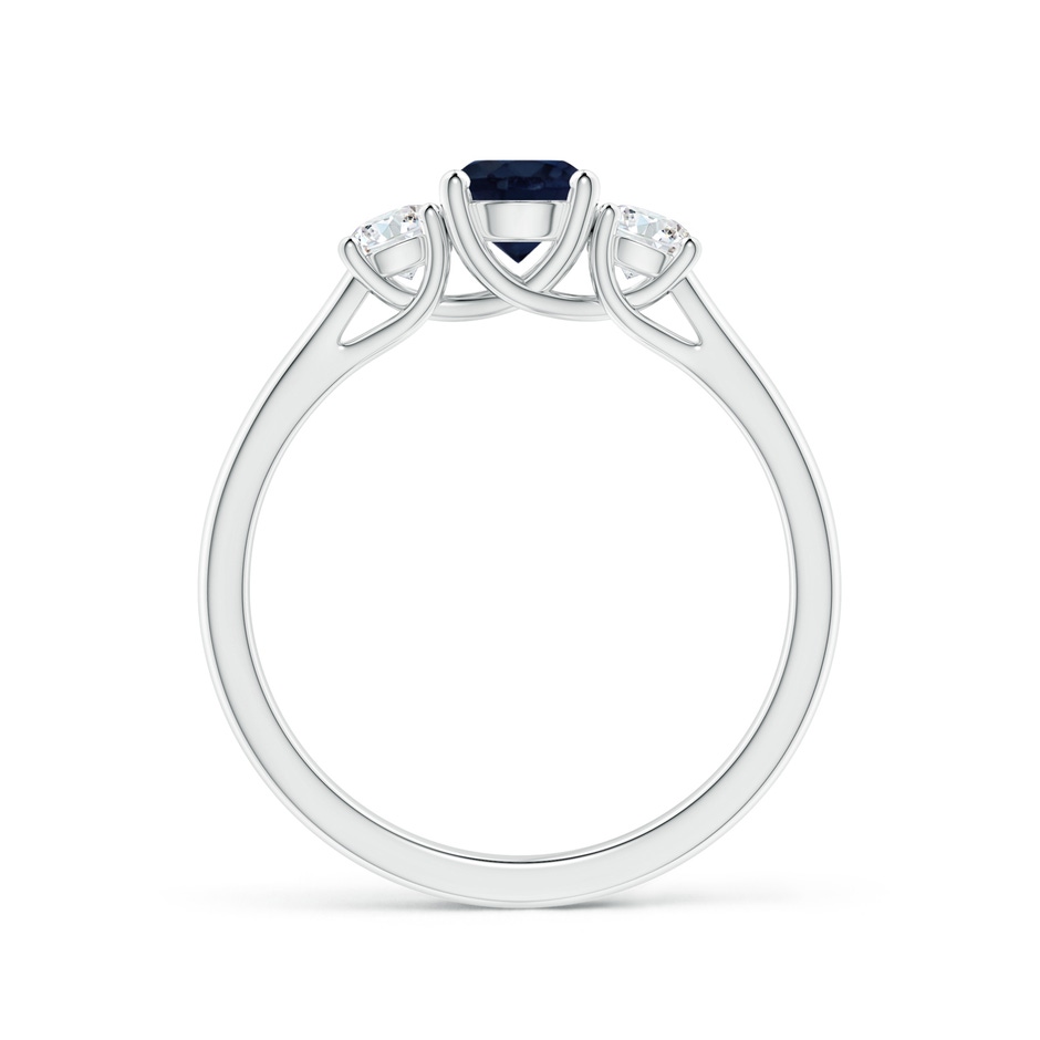 5mm A Classic Round Sapphire and Diamond Three Stone Ring in White Gold side-1