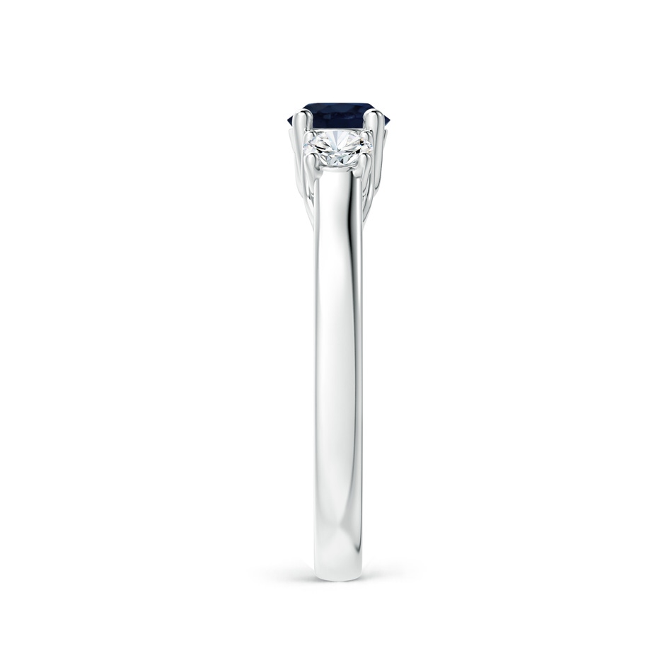 5mm A Classic Round Sapphire and Diamond Three Stone Ring in White Gold side-2