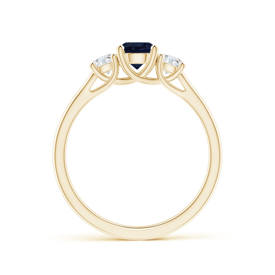 5mm A Classic Round Sapphire and Diamond Three Stone Ring in Yellow Gold side-1