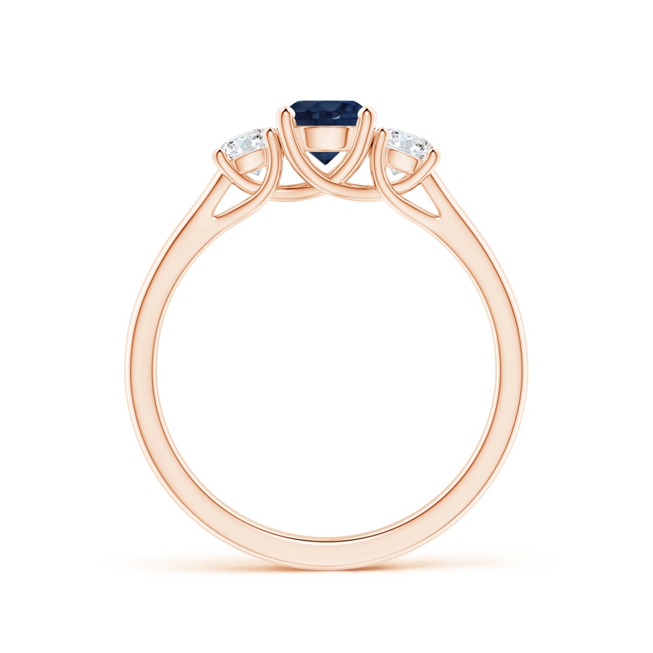 5mm AA Classic Round Sapphire and Diamond Three Stone Ring in Rose Gold side-1