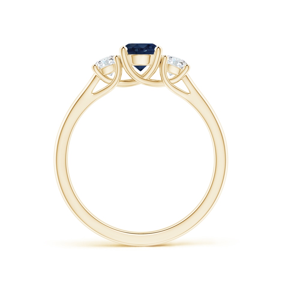 5mm AA Classic Round Sapphire and Diamond Three Stone Ring in Yellow Gold side-1