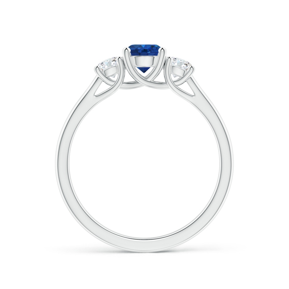 5mm AAA Classic Round Sapphire and Diamond Three Stone Ring in P950 Platinum side-1