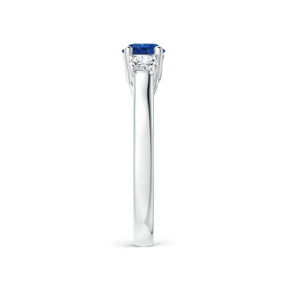 5mm AAA Classic Round Sapphire and Diamond Three Stone Ring in P950 Platinum side-2