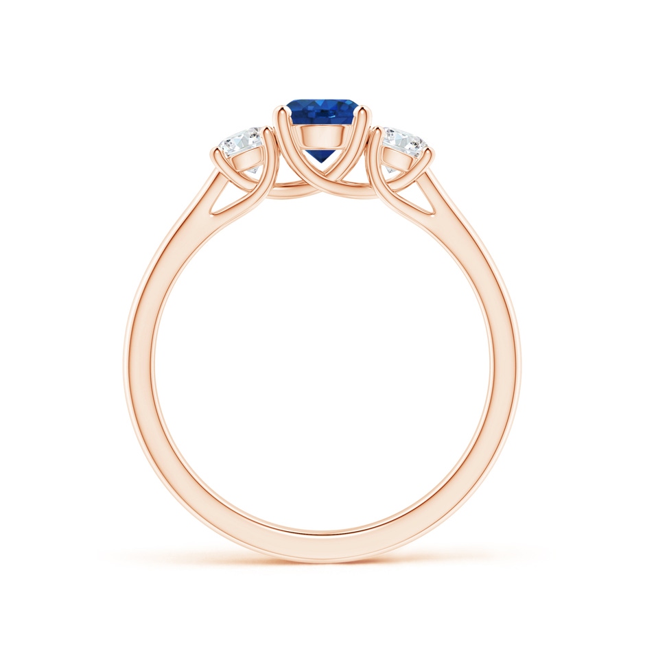 5mm AAA Classic Round Sapphire and Diamond Three Stone Ring in Rose Gold side-1