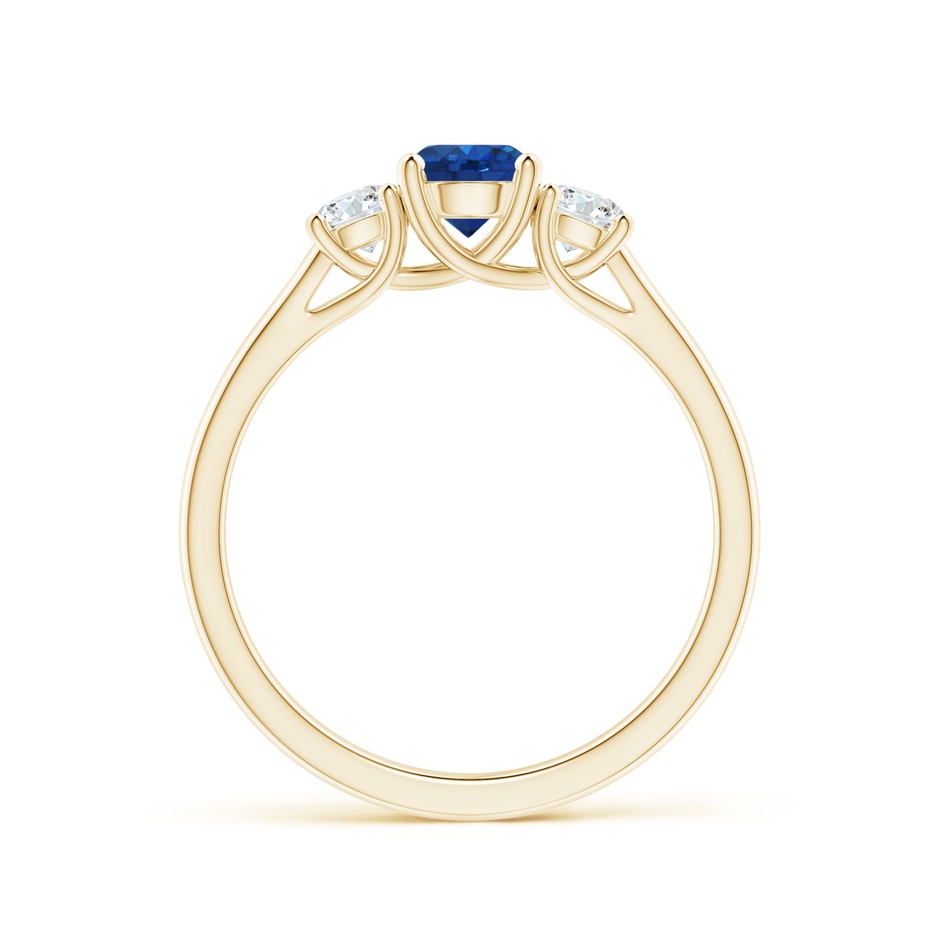 5mm AAA Classic Round Sapphire and Diamond Three Stone Ring in Yellow Gold side-1