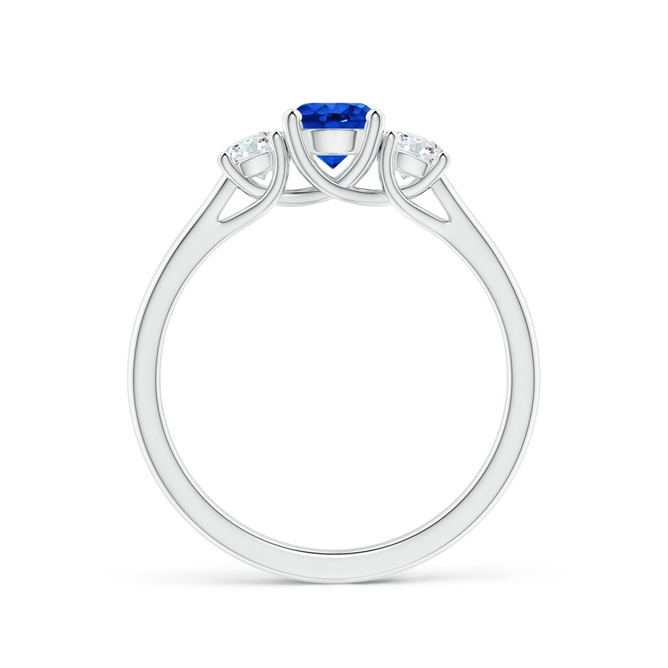 5mm AAAA Classic Round Sapphire and Diamond Three Stone Ring in White Gold side-1