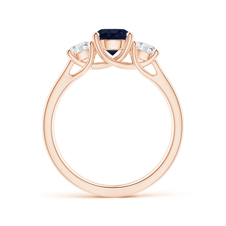 6mm A Classic Round Sapphire and Diamond Three Stone Ring in Rose Gold side-1